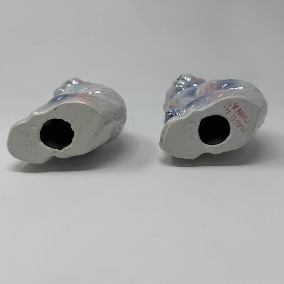 Vintage Pearl Lustreware Porcelain Pink & Blue Cat with Kitten Statue Set of 2 - Picture 7 of 9